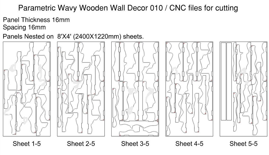 Parametric Wavy Wooden Wall Decor 010 / CNC Router Cutting Files - Etsy