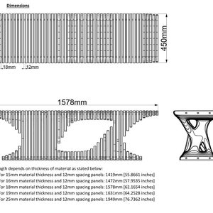 Parametric Style Bench-PSB-001 CNC Files for cutting Parametric Furniture Benches for Entryway CNC laser Garden and Ofice Funiture image 7