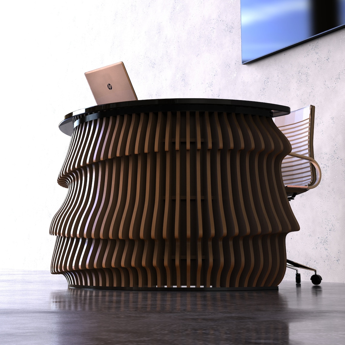Parametric Style Reception Desk PR-003 | Customized Office Entry ...