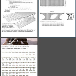 Parametric Style Bench-PSB-001 CNC Files for cutting Parametric Furniture Benches for Entryway CNC laser Garden and Ofice Funiture image 8