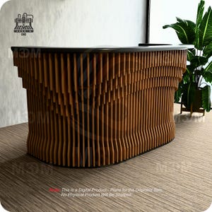 Modern Parametric-Style Reception Desk PR04 | Customized Office Entry Counter | Executive Office Desk | CNC Router Files.