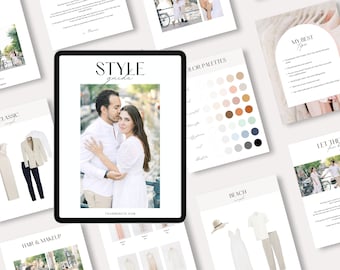 Photography Style Guide Canva Template with Content, Engagement Session Welcome Guide, Couple Shoot Outfit Guide, Color Palettes