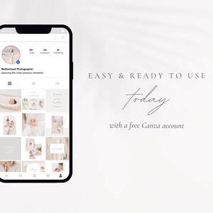Newborn Photographer Instagram Post, Posts for Motherhood, Family and Baby Photographers, Aesthetic Light & Airy and Clean Canva Template image 5