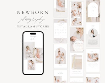 Newborn Photographer Instagram Story Template, Newborn Photography Stories, Family Photographer, Minimalistic Instagram Canva Template