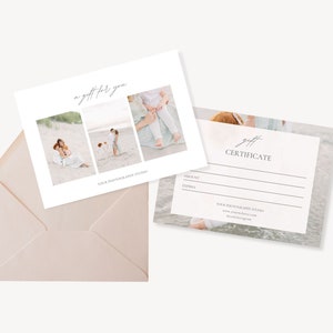 Chèque-cadeau pour photographe, modèle Canva, carte-cadeau pour photographes, bon pour une photographie lumineuse et aérée, cadeau de Noël