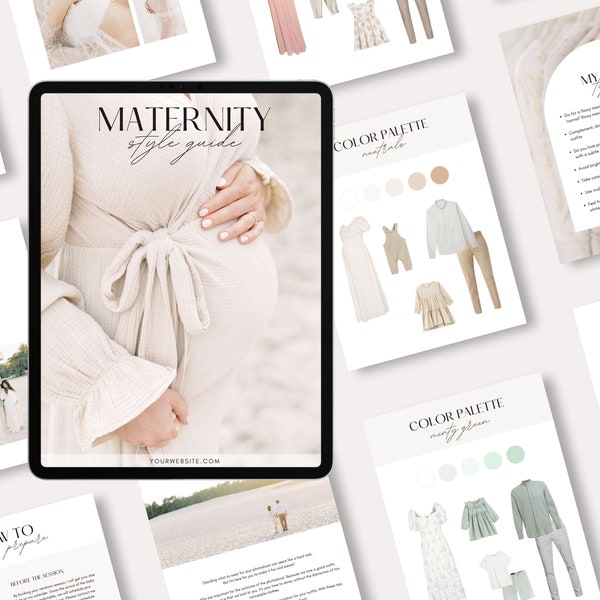 Maternity Photography Guide with Content, Style Guide for Photographers, Light & Airy Maternity shoot, Maternity Guide Canva Template