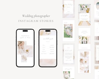 Elegant Photography Instagram Stories, Classic Light and Airy Social Media Story Bundle, Fine Art Wedding Photographer, White Canva Template