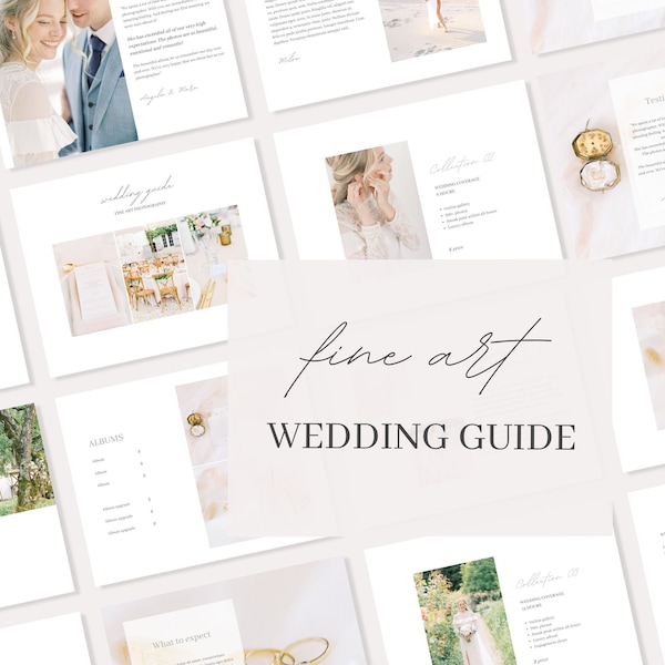 Fine Art Wedding Photography Pricing Template, Wedding Photographer Welcome Guide, Light and Airy Photographer, High End Canva Template