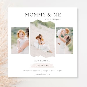 Mama en ik Minisessie Canva-sjabloon, Moederdag Minisessies Aankondiging, Familiemini&#39;s, Familiefotograaf Instagram Post