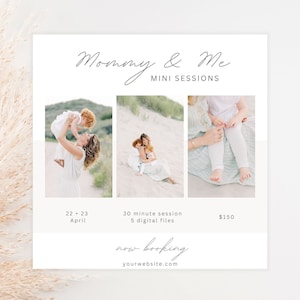 Mama en ik minisessie Canva-sjabloon, aankondiging van Moederdagsessies, familiemini&#39;s, Instagram-postfotograaf
