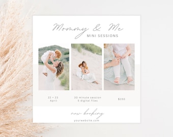 Mommy and Me Mini Session Canva Template, Mother's Day Sessions Announcement, Family Minis, Instagram Post Photographer