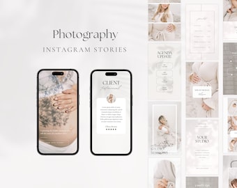Photographer Instagram Story Template, Modern Photography Stories, IG Stories for Photographers, Minimalistic Boho Canva Template