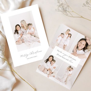 Moderne Weihnachtskarte mit Fotos, elegante Karte, druckbare Weihnachtskarte, Canva Template, Fotocollage Weihnachtskarte mit Text und Wünschen