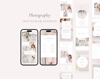 Photographer Instagram Story Template, Light and Airy Photography Stories, IG stories for photographers, Classic Social Media Canva Template