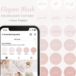 Editable Instagram Highlight Covers for Photographers, Photography Highlight Covers Pastel, Canva Template, Blush Pink Flower Story Icons