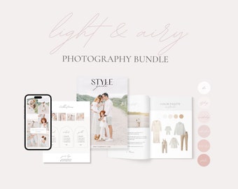 Light and Airy Photography Marketing Bundle, Canva Templates for Family / Motherhood Photographer, Style guide, Instagram story, Price list