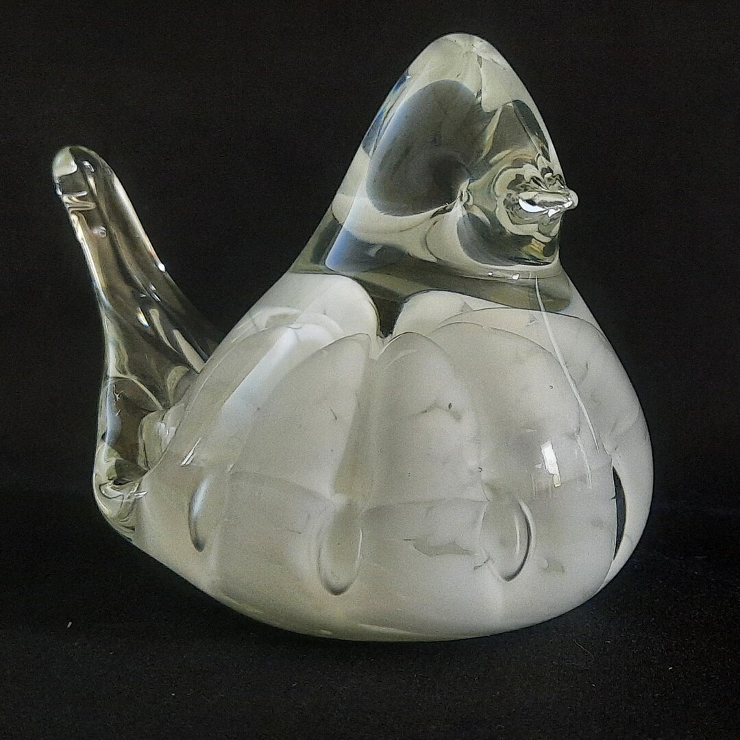 Joe R. Pyle Glassware Joe Rice Clear and White Bird Art Glass Paperweight, Dated 1994 - Etsy