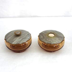Vintage Art Deco Dresser Vanity Set with Celluloid Lids, Hair Receiver and Powder Jar