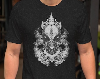Dark Soul Alien Skull T-Shirt: Gothic Y2K UFO Tee