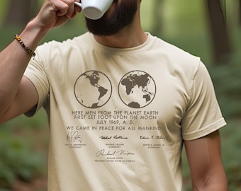 Apollo 11 Moon Landing Plaque T-Shirt, NASA Comfort Colors Tee