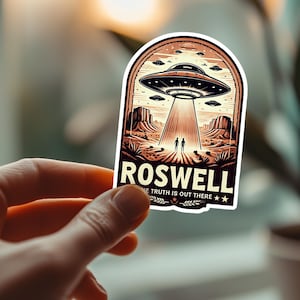 Sticker of Roswell UFO Galactic Federation Alien Decal For Gym Water Bottle Waterproof Vinyl Laptop Car Sticker Water Bottle Paranormal Gift
