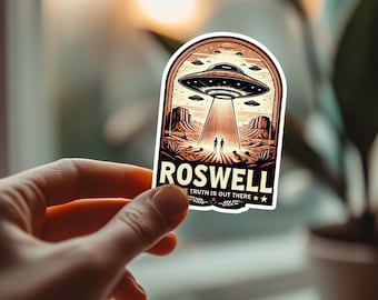 Sticker of Roswell UFO Galactic Federation Alien Decal For Gym Water Bottle Waterproof Vinyl Laptop Car Sticker Water Bottle Paranormal Gift