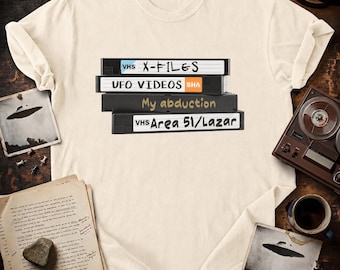 Vintage UFO VHS Tape Shirt Retro Alien Tee Area 51 Bob Lazar UFO Enthusiast Gift Paranormal Comfort Colors® Graphic T Shirt
