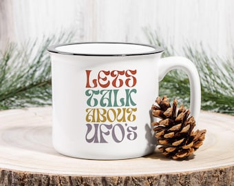 UFO Mug – Ceramic Coffee Mug With Black Rim, Alien Gift