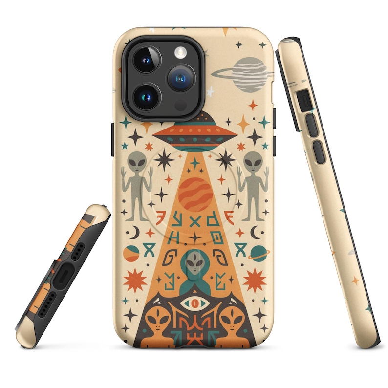 Egyptian UFO iPhone Case: Alien Hieroglyphics Magsafe Tough Cover ...