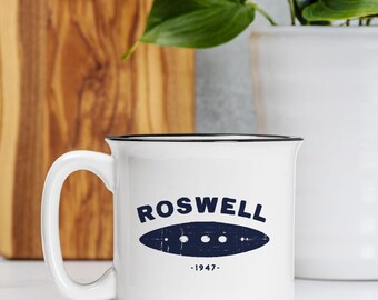 Roswell UFO Ceramic Mug, 1947 Alien Coffee Cup