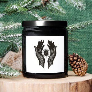 Premium UFO Gift Candle 8oz Matte Black Ceramic Jar Boho Minimalist Alien Gift Unique Scented Candle UFO Themed Gift For Women Boho Decor