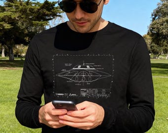 Bob Lazar Sport Model UAP Schematic Long Sleeve UFO Tee Blueprint Area 51 Shirt