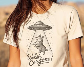 Funny Corgi UFO Shirt: Comfort Colors Graphic Tee, Dog Lover Gift