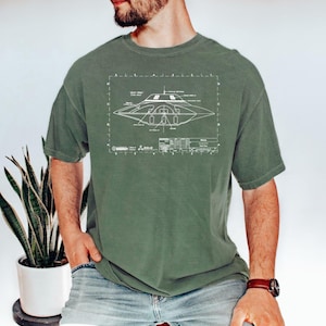 Bob Lazar UFO Shirt Sport Model Area 51 Science Tee Alien UAP Blueprint Schematic Art Scientist Comfort Colors® Gift Paranormal Tshirt image 4