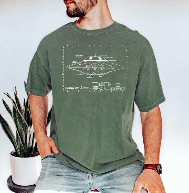 Bob Lazar UFO Shirt Sport Model Area 51 Science Tee Alien UAP Blueprint Schematic Art Scientist Comfort Colors® Gift Paranormal Tshirt image 4