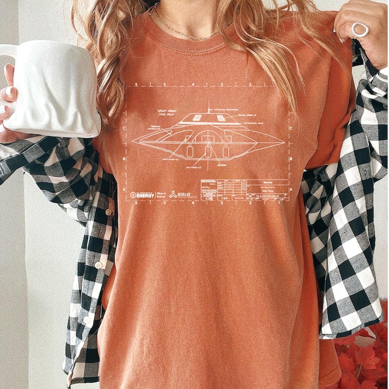 Bob Lazar UFO Shirt Sport Model Area 51 Science Tee Alien UAP Blueprint Schematic Art Scientist Comfort Colors® Gift Paranormal Tshirt image 2