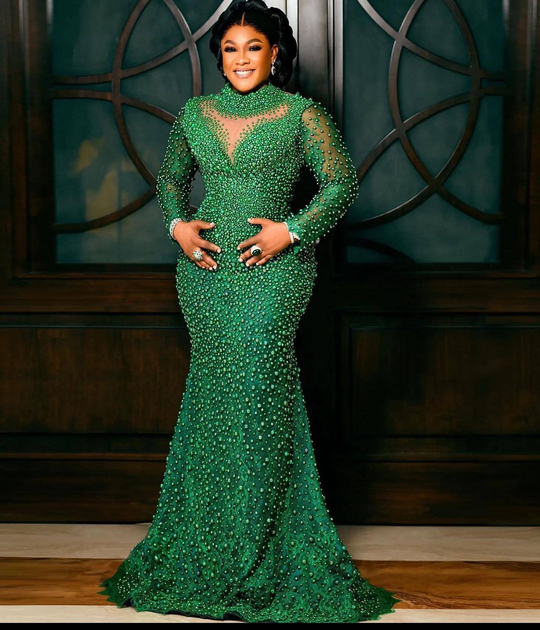 Emerald Green Dinner Lace Asoebi Dinner Dress Green Prom Etsy