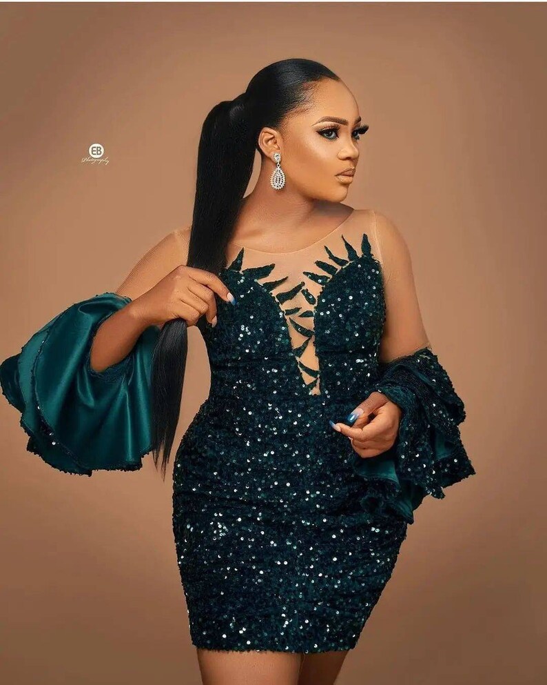 Emerald Green Dinner Lace Asoebi Dinner Dress Green Prom Etsy