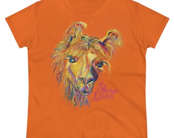Shama Lama Damen Mittelschweres Baumwoll-T-Shirt (4 Farben, 6 Größen)