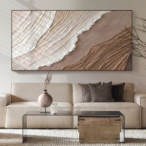 3D Minimalist Ocean Painting on Canvas, 3D White Waves Art, Texture Wall Art, Wabi-Sabi Wall Art, Living Room Painting, Fashion Room Decor