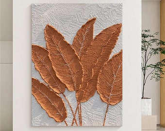 Large original oil painting, Abstract art, Nature home decor orange leaves oil painting, Modern painting, Living room painting,Handmade gift