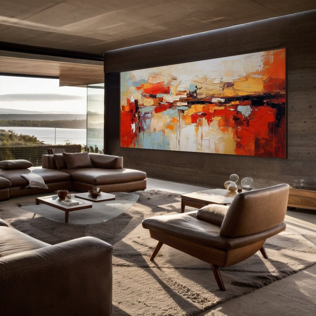 Extra Large Modern Palette Knife Texture Colorful Abstract Wall Art ...