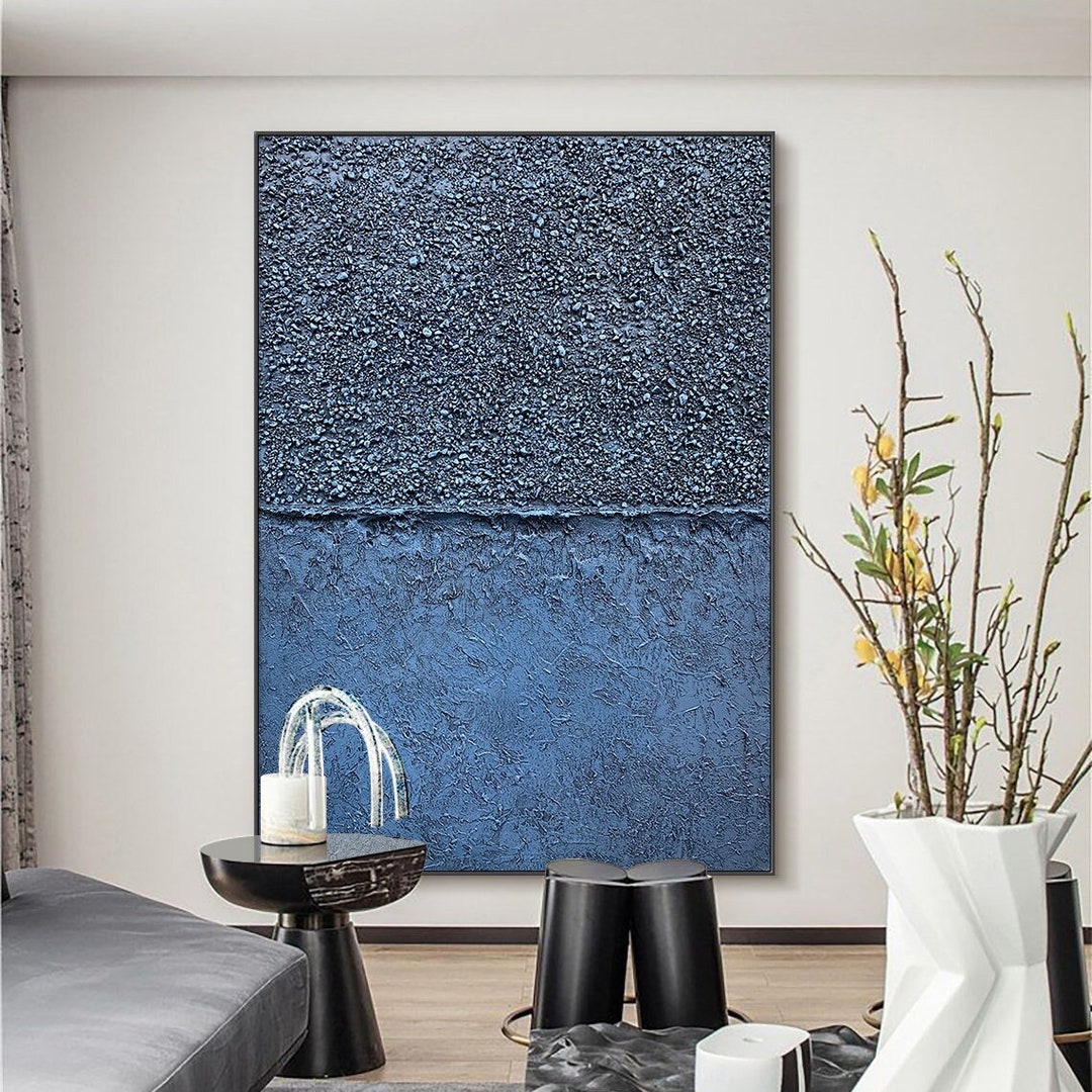 Large Pure Cobalt Blue Painting Cobalt Blue Wall Art Cobalt Etsy