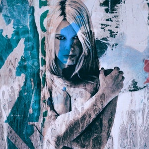 Hommage Claudia Abstract Game Blue Stampa acquerello fino a 75x100 Tela/Carta per poster/Musica pop/Austria/Stampe XXL/Arte contemporanea/PopArt
