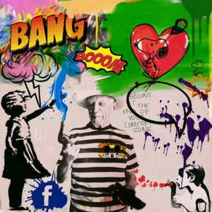Homage Banksy Girl with Balloon 80 x 80 cm canvas print/poster paper/motivation/colorful/AluDibond/SilverAlu/Pop Art/Motif Pablo Picasso