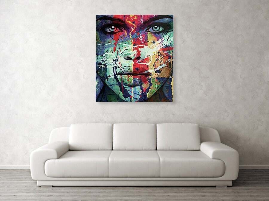 Portrait De Femme Pop Art - Tableau Sur Toile/verre/aluminium - Formats Jusqu'à 150x150 Cm - Personnalisable