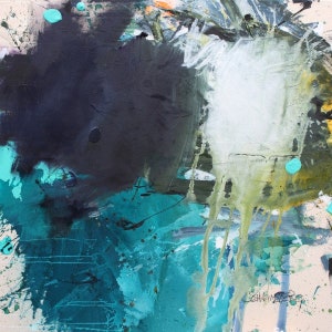 Daniela Schweinsberg Abstract Expressionism 80 x 80 cm Rough Sea Acrylic Painting/Mixed Media/Original XXL Format/Homage Franz Kline