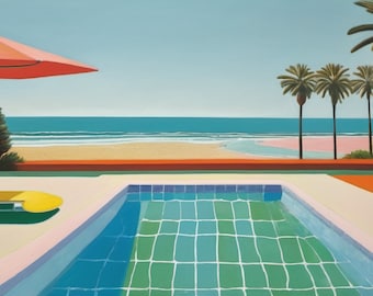 Swimming Summer Pool 08 Bauhaus/Architecture/Still Life Vintage up to 150 x 150 cm Gallery Print/Canvas/XXL Print/XXL Formats/Alu Dibond/Pop Art