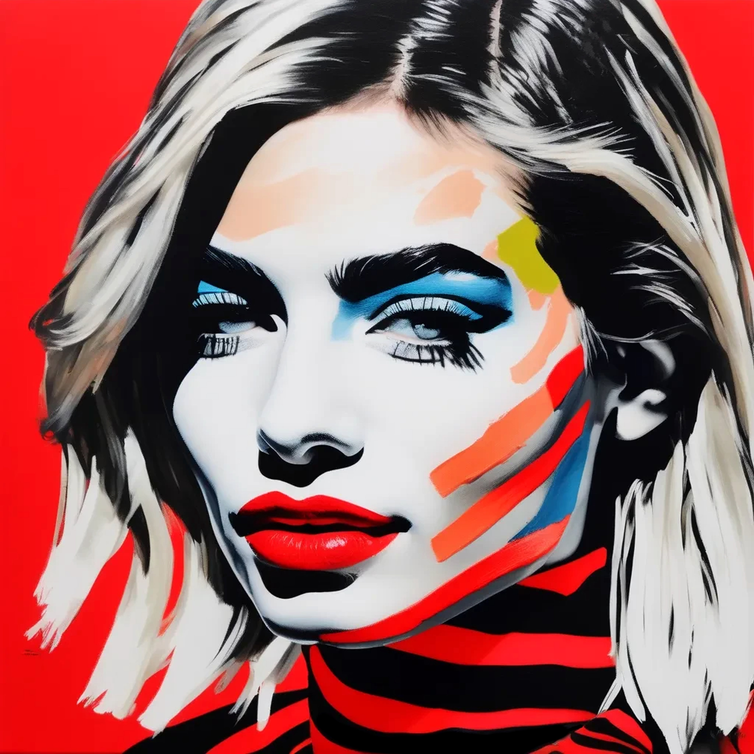フランシュリッペ　キャンバス　アート Pop Art Red Zebra Girl Red Lips Portrait Beautiful Women Eyes