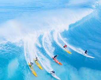 Surf Bilder Surfen Leidenschaft Surfwelle Blaues Meer Bilder mit Surfen Fotografien Sommer Menschen am Surfbrett Hellblaues Wasser Modern
